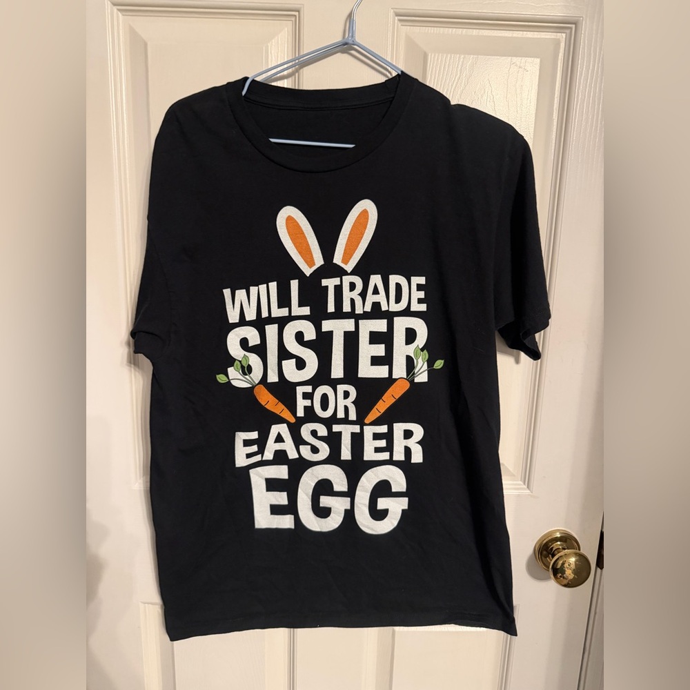 Etsy Will Trade Sister For Easter Egg Graphic Tee - Black w/White Lettering, L